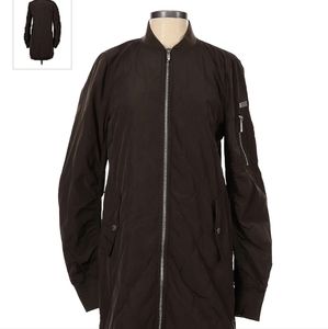 SOLD - BCBGmaxazria army green long bomber jacket size small